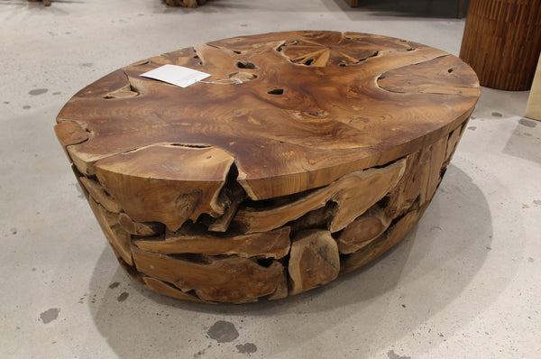 Onyx Teak Slice Solid Wood Coffee Table in Warm Teak alternate view