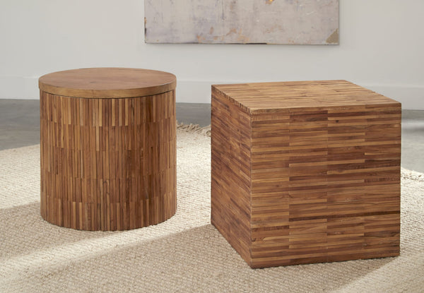 Onyx Wood Tile Square End Table in Solid Teak alternate view