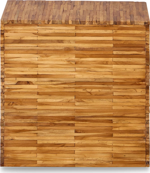 Onyx Wood Tile Square End Table in Solid Teak - View 4