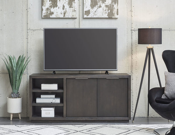 Ashi Solid Wood 64inch Media Console in Basalt Grey