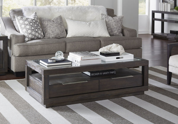 Ashi Two Drawer Rectangular Coffee Table in Basalt Grey alternate view