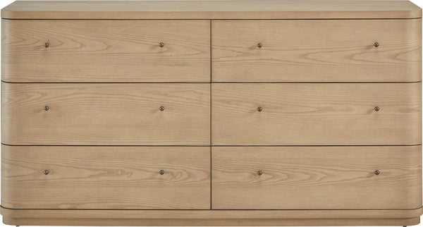 Pierson Six Drawer White Ash Dresser in Buff Cream