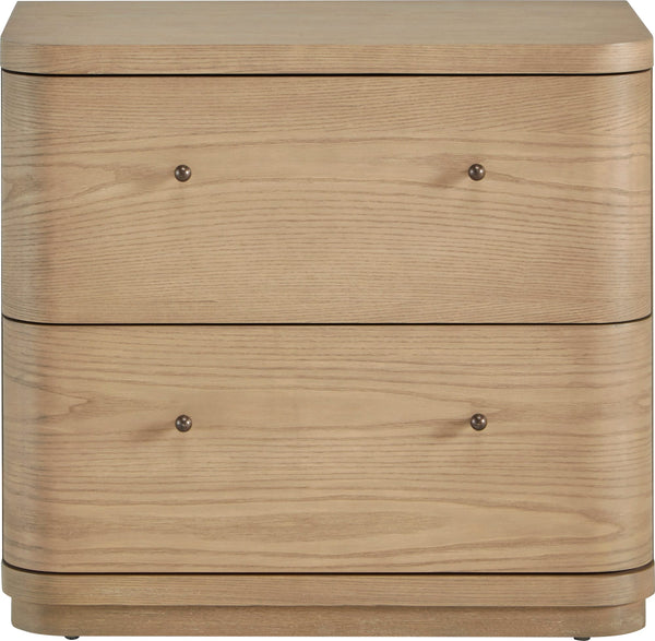 Pierson Two Drawer White Ash Nightstand in Buff Cream