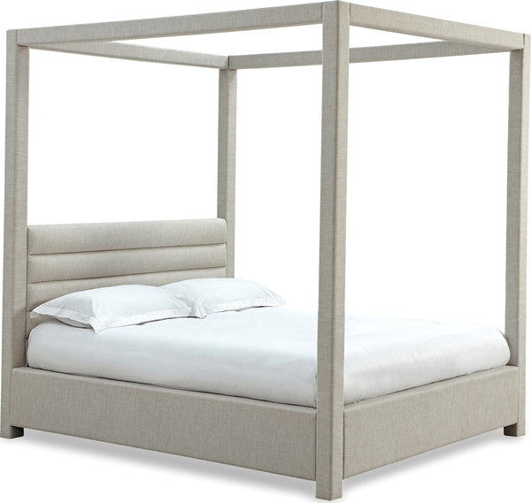 Rockford Upholstered Canopy Bed in Turtle Dove Linen (2026) - View 5