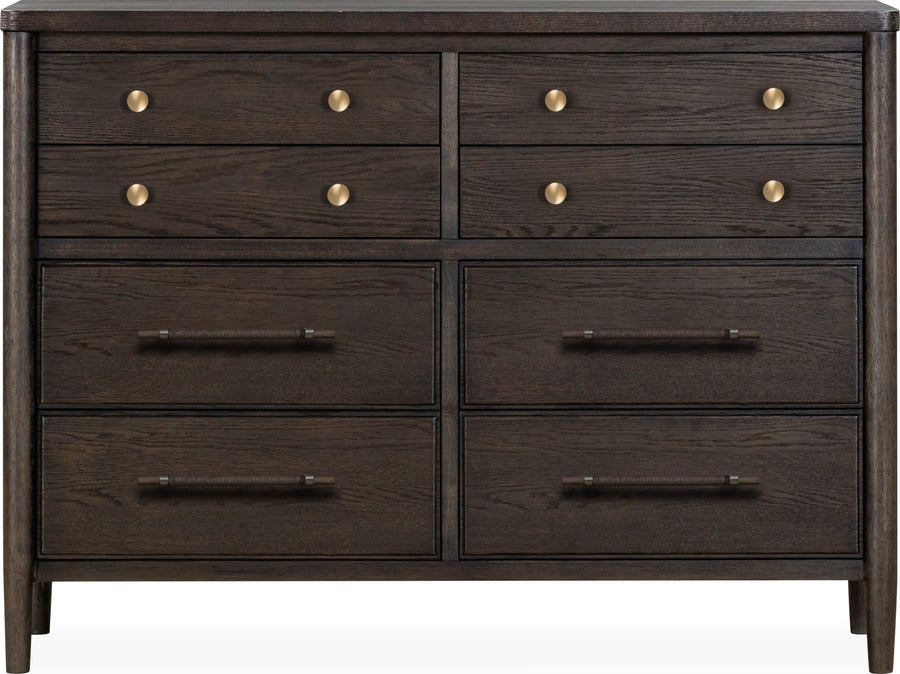 Ridgewood Eight Drawer Oak Wood Dresser in Yin - View 6