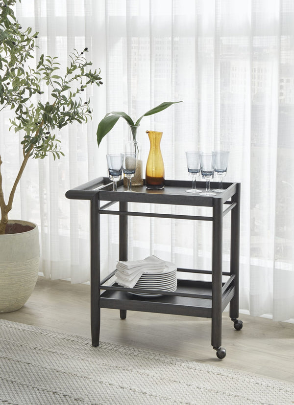 Ridgewood Two Shelf Rolling Bar Cart in Yin