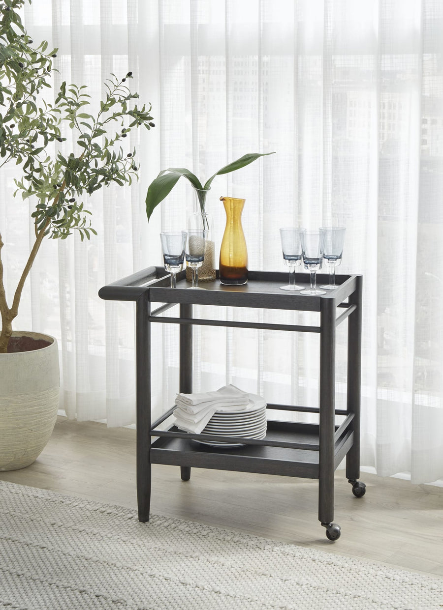 Ridgewood Two Shelf Rolling Bar Cart in Yin