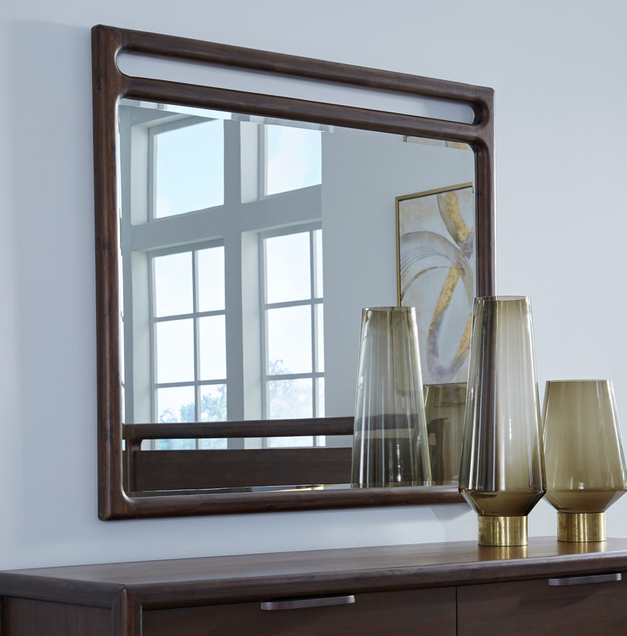 Sterling Beveled Glass Wall or Dresser Mirror in Brown Spice