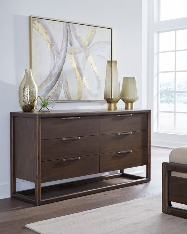 Sterling Six Drawer Acacia Wood Dresser in Brown Spice alternate view