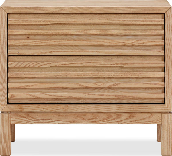 Thornton Two Drawer Ash Wood Nightstand in Flaxen
