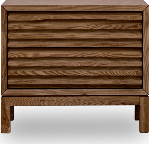Thornton Two Drawer Ash Wood Nightstand in Roux