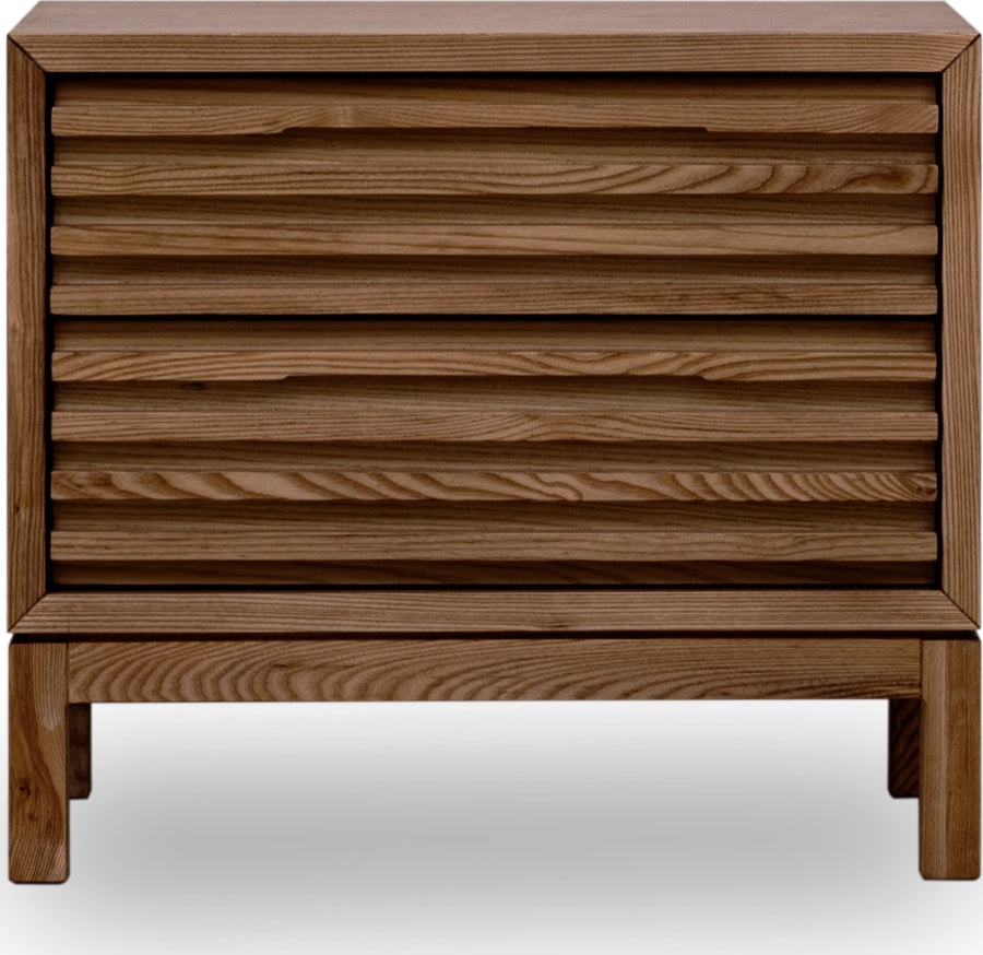 Thornton Two Drawer Ash Wood Nightstand in Roux - View 2