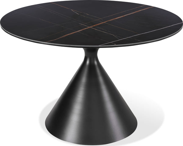 Wentworth Stone Top Metal Base Round Dining Table in Black - View 5