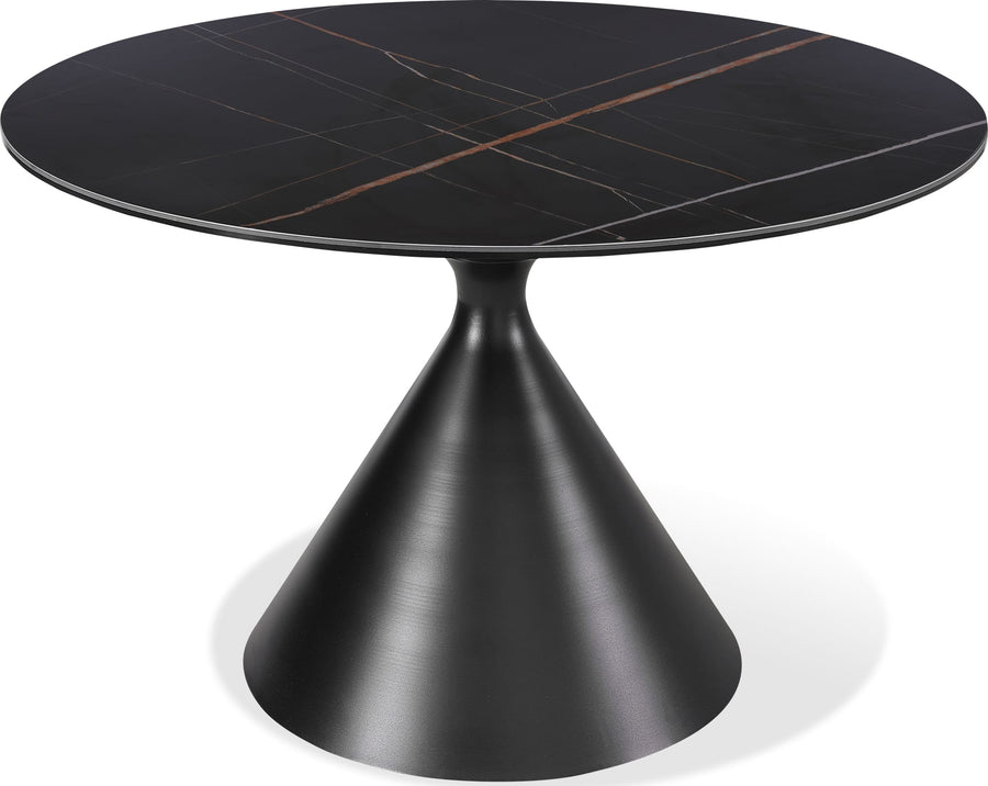 Wentworth Stone Top Metal Base Round Dining Table in Black - View 5