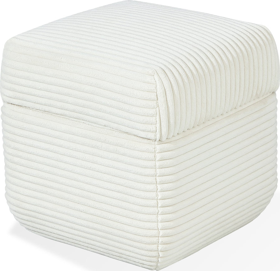 Wisteria Upholstered Storage Ottoman in Frosty Corduroy - View 2