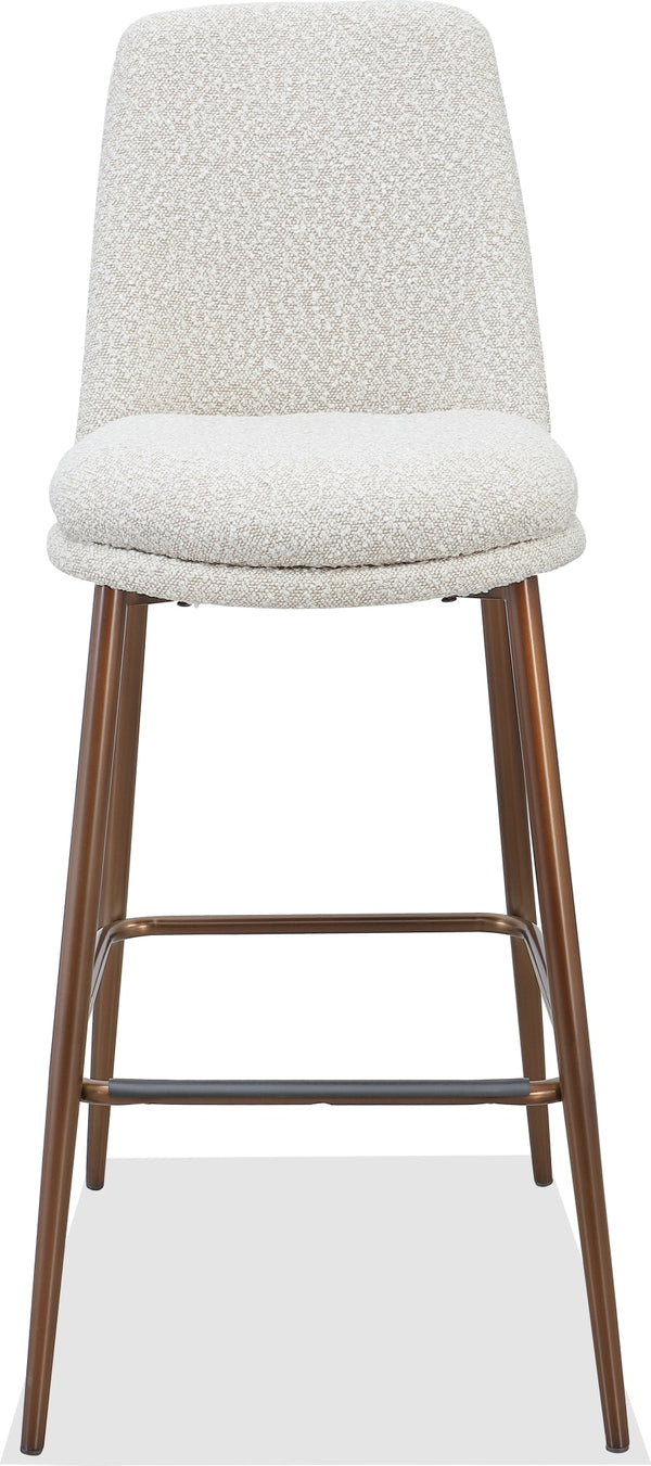 Wyatt Upholstered Bar Stool in Ricotta Boucle and Bronze Metal alternate view