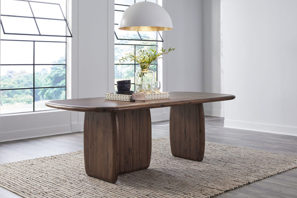 Wexford Rectangular Acacia Wood Pedestal Table in Impala alternate view