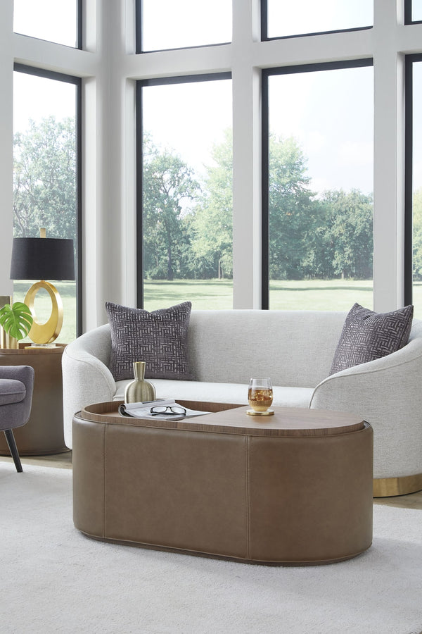Yardley Leather Upholstered Storage Coffee Table with Wooden Tray Top and Casters alternate view