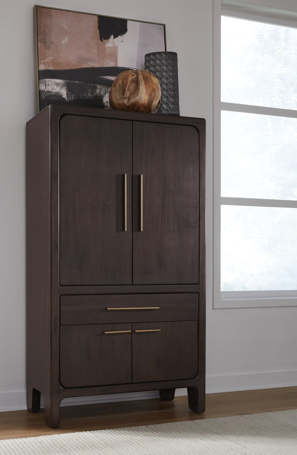 Zermatt Four Door One Drawer Acacia Bar Cabinet in Jaguar