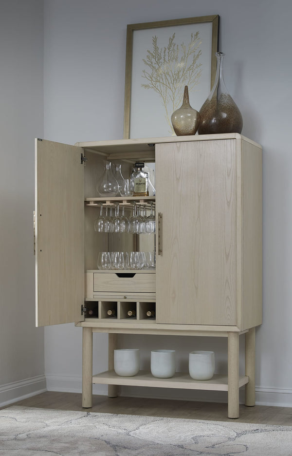 Zinnia Two Door Ash Wood Bar Cabinet in White Sand alternate view