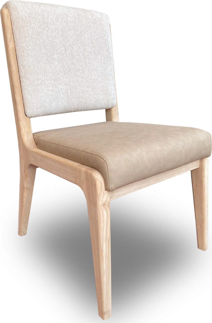 Zinnia Upholstered Dining Chair in White Sand, Buttermilk Leather and Dune Chenille - View 2