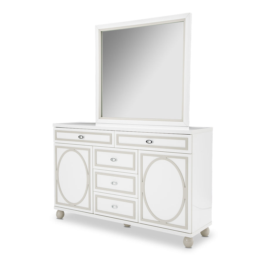 Tower Cloud White Dresser With Mirror