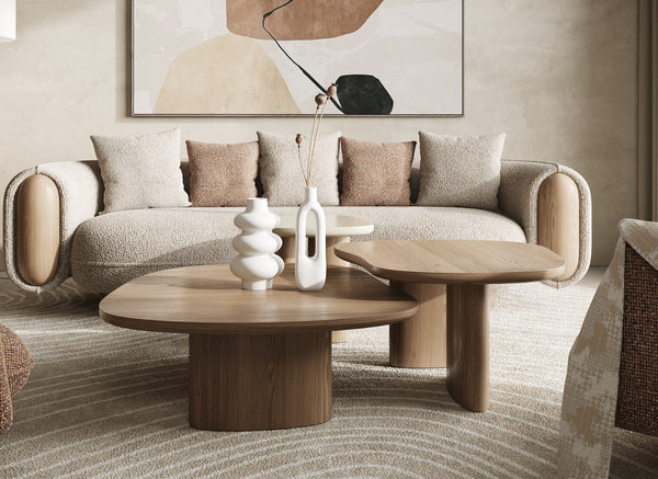 Amber Wood 3-Piece Buckwheat + Onyx Nesting Coffee Table Set alternate view