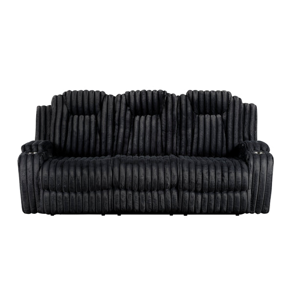 Wren Black Corduroy Double Reclining Sofa