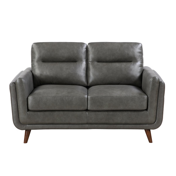 Graphite Top-Grain Leather Loveseat