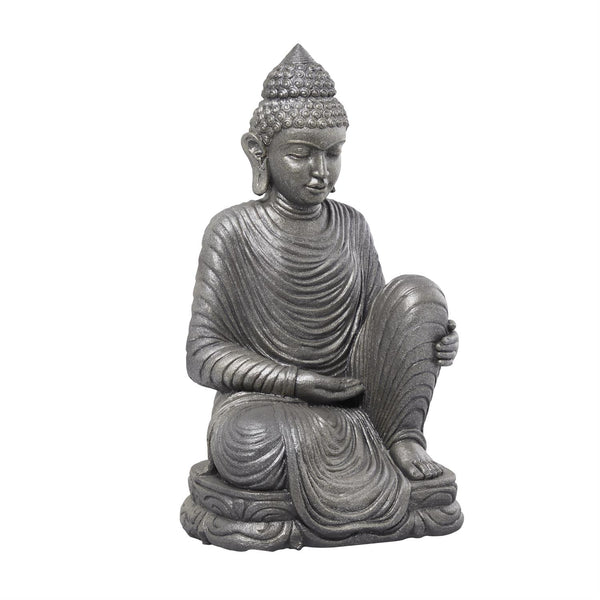 Silver Magnesium Oxide Meditating Buddha Garden Sculpture, 36