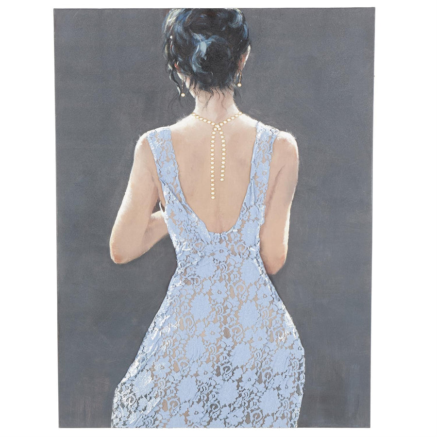 Woman in Blue Dress Canvas Wall Art with Gold Jewels, 36