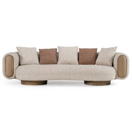 Amber Wood Multicolored Boucle Fabric + Ash Sofa
