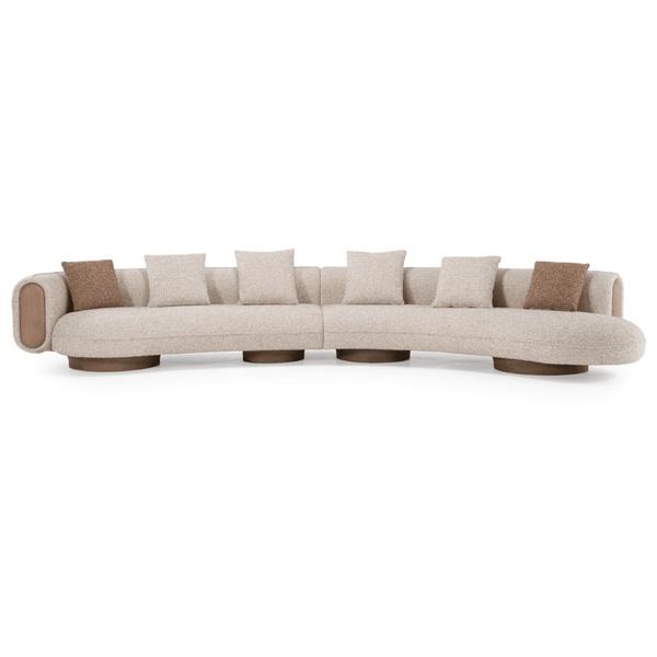 Amber Rose Curved Boucle Fabric Sectional Sofa