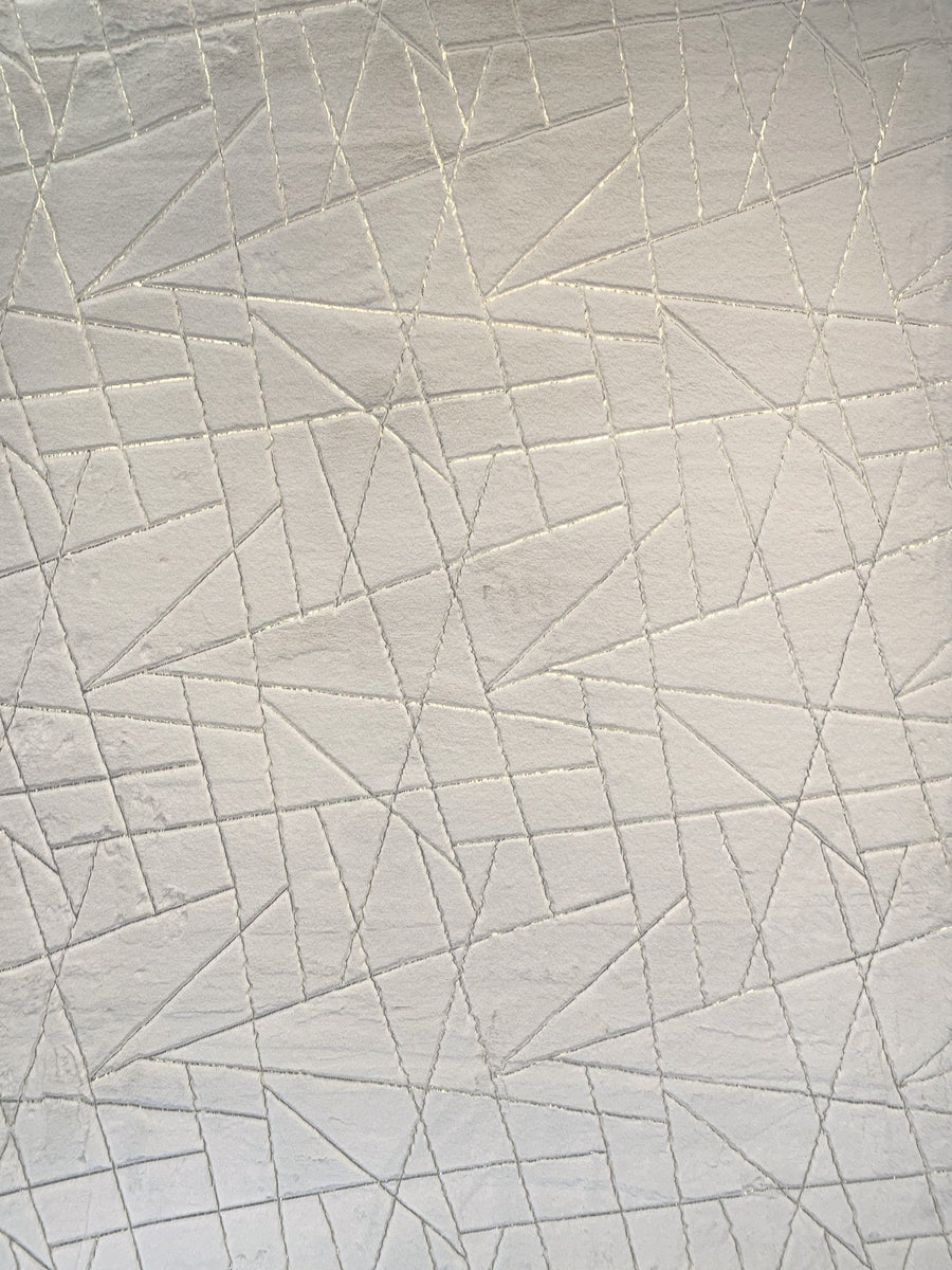 Metallic Area Rug White Lines full view