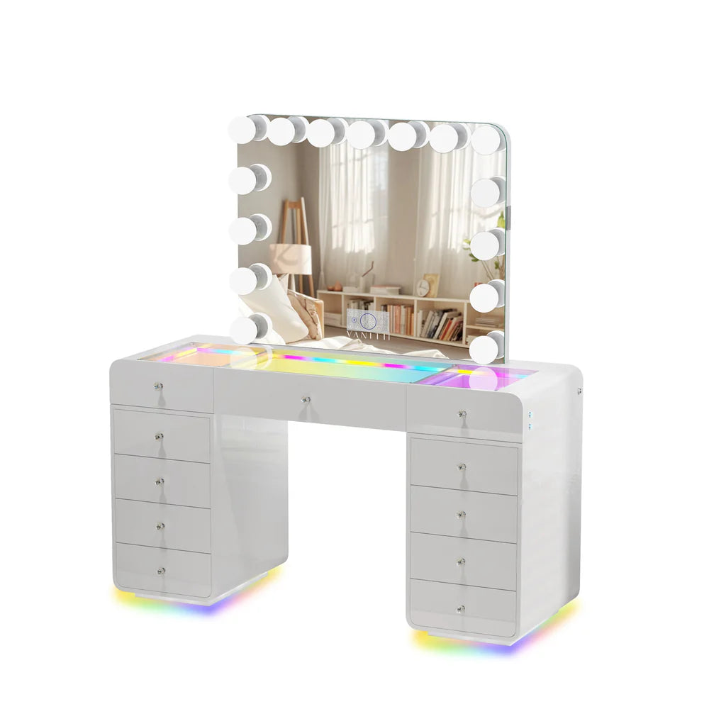 Eliz Vanity Desk with RGB light including vanity mirror