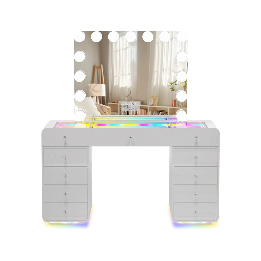 Eliz Vanity Desk with RGB light including vanity mirror