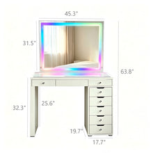 Bella 8-Drawer Lighted Vanity with LED Mirror & Bluetooth Speaker – High Gloss White
