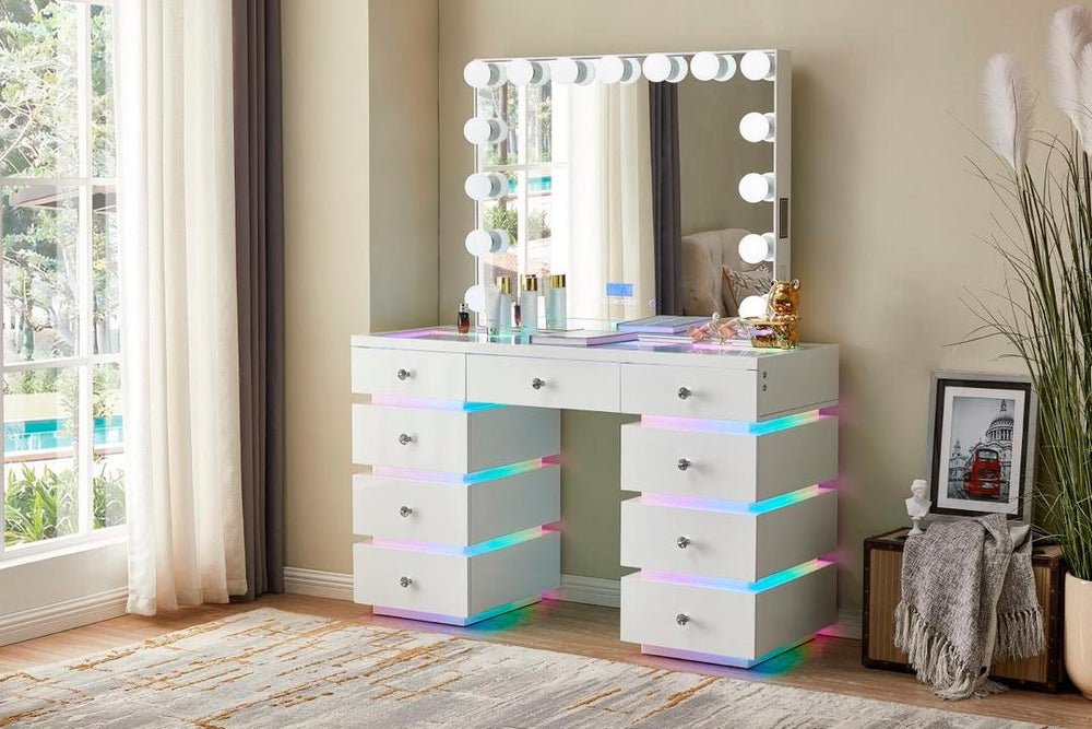 LR-003 vanity angled view with RGB lighting