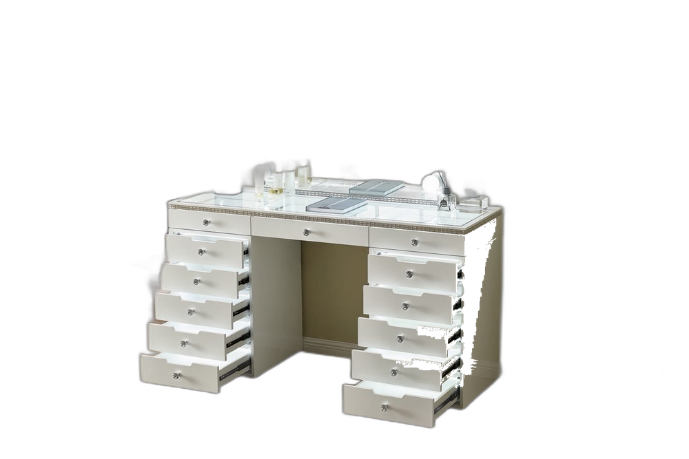 LR-004 crystal vanity with drawers open, background removed