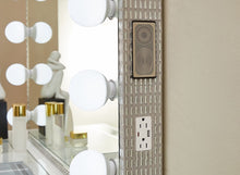 LR-004 crystal mirror with built-in Bluetooth speaker and USB outlet detail