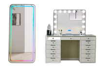 LR-004 crystal vanity with RGB full-length mirror, background removed