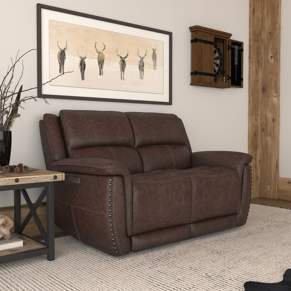 Flexsteel Beau Fabric Power Reclining Loveseat with Power Headrests