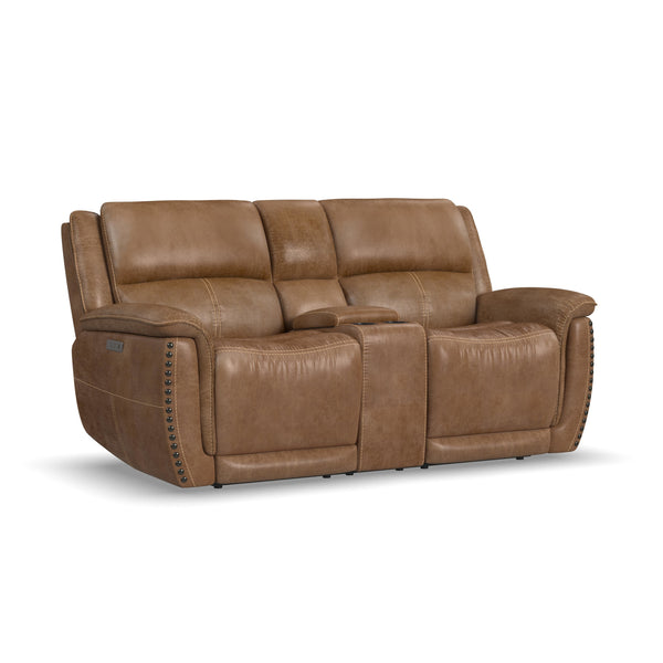 Flexsteel Beau Fabric Power Reclining Loveseat with Console & Power Headrests alternate view