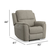Henry Fabric Power Recliner with Power Headrest & Lumbar in Fog