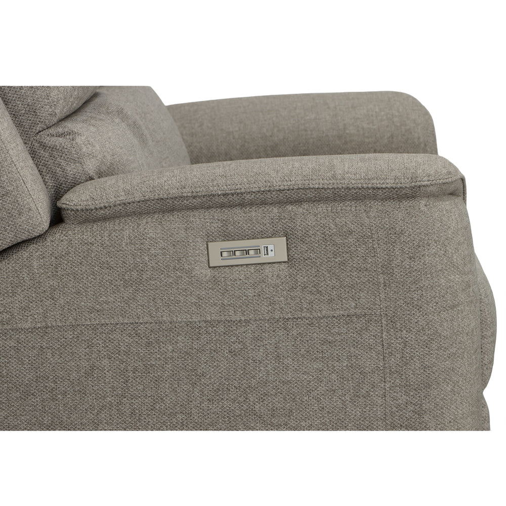Henry Fabric Power Reclining Loveseat with Console & Power Headrests & Lumbar in Fog