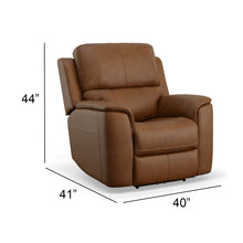 Henry Leather Power Swivel Gliding Recliner with Power Headrest, Lumbar, Heat & Massage in Caramel