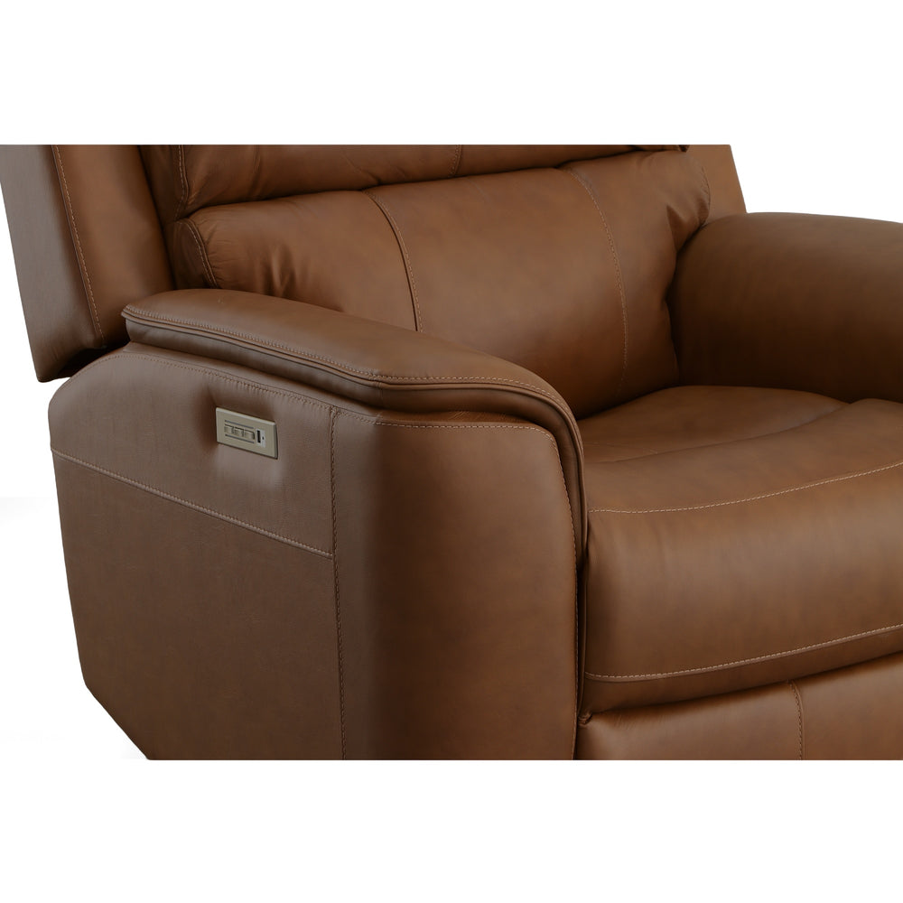 Henry Leather Power Swivel Gliding Recliner with Power Headrest, Lumbar, Heat & Massage in Caramel