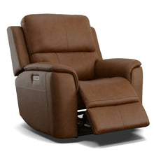 Henry Leather Power Swivel Gliding Recliner with Power Headrest, Lumbar, Heat & Massage in Caramel