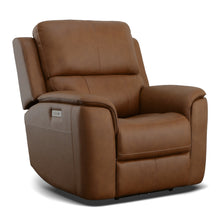 Henry Leather Power Swivel Gliding Recliner with Power Headrest, Lumbar, Heat & Massage in Caramel