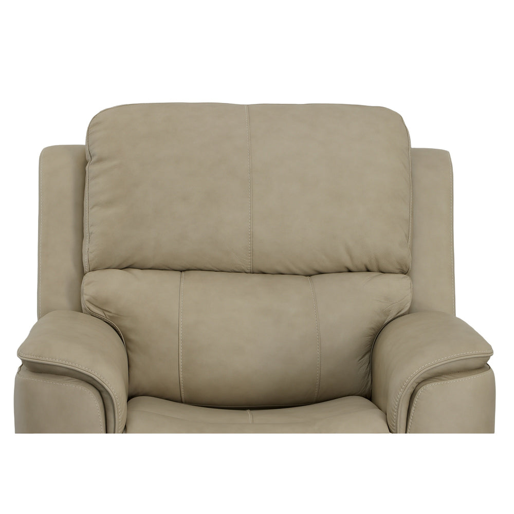 Flexsteel Henry Leather Power Swivel Gliding Recliner with Power Headrest, Lumbar, Heat & Massage in Beige